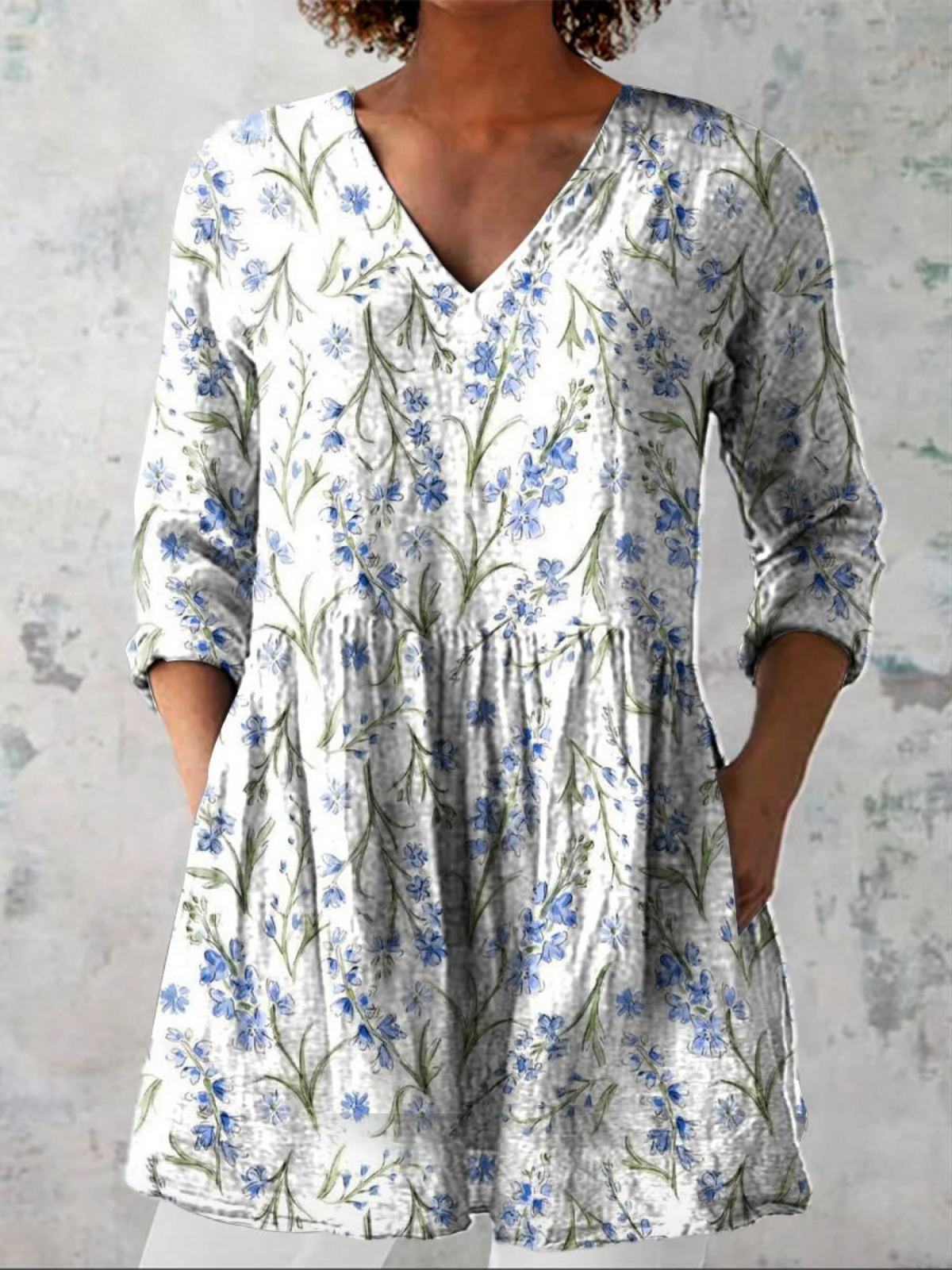KARA™ | LANG BLUSE MED V-HALS