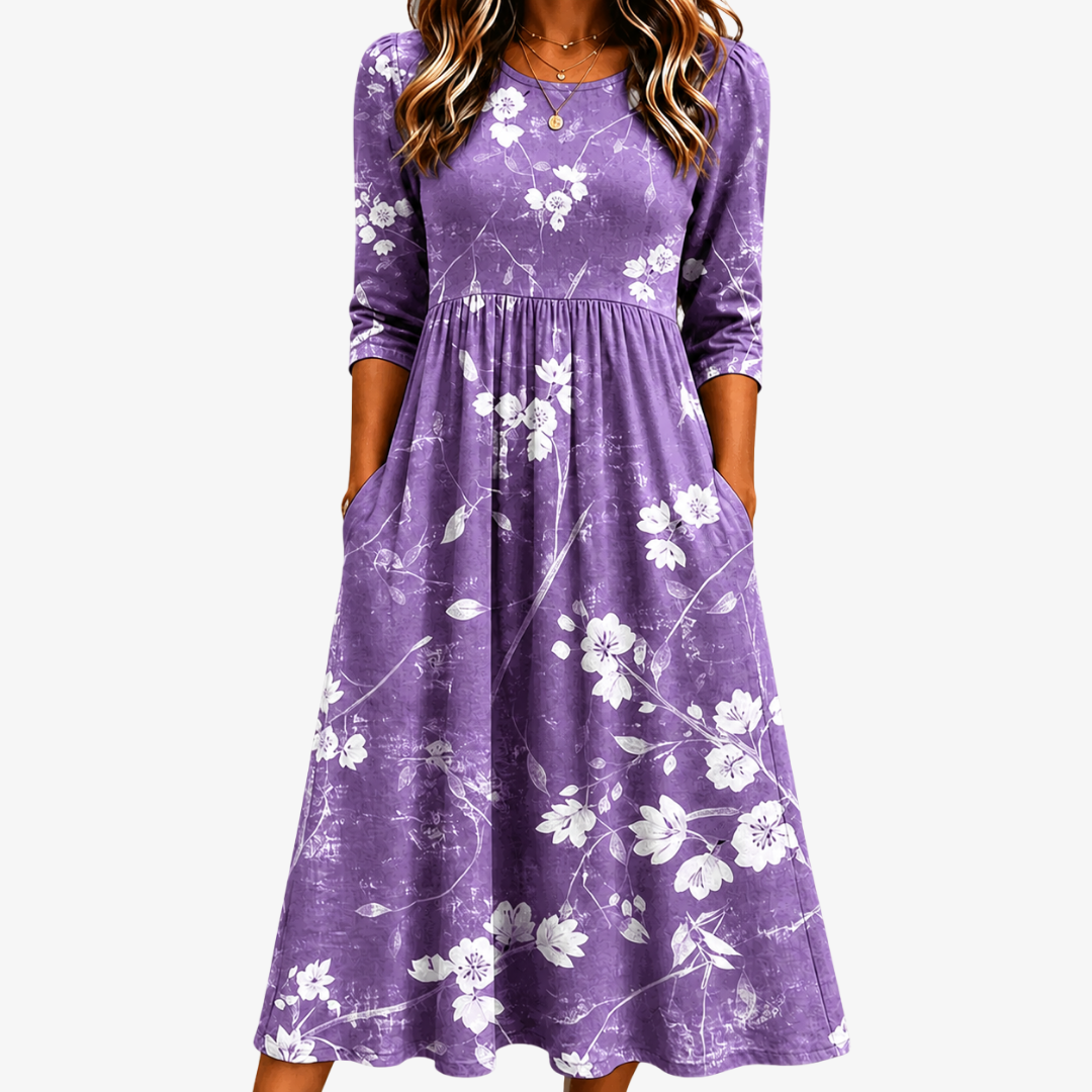 LAVENDER BLOOM COMFORT™ | LAVENDEL KOMFORT MIDI-KJOLE MED LOMMER