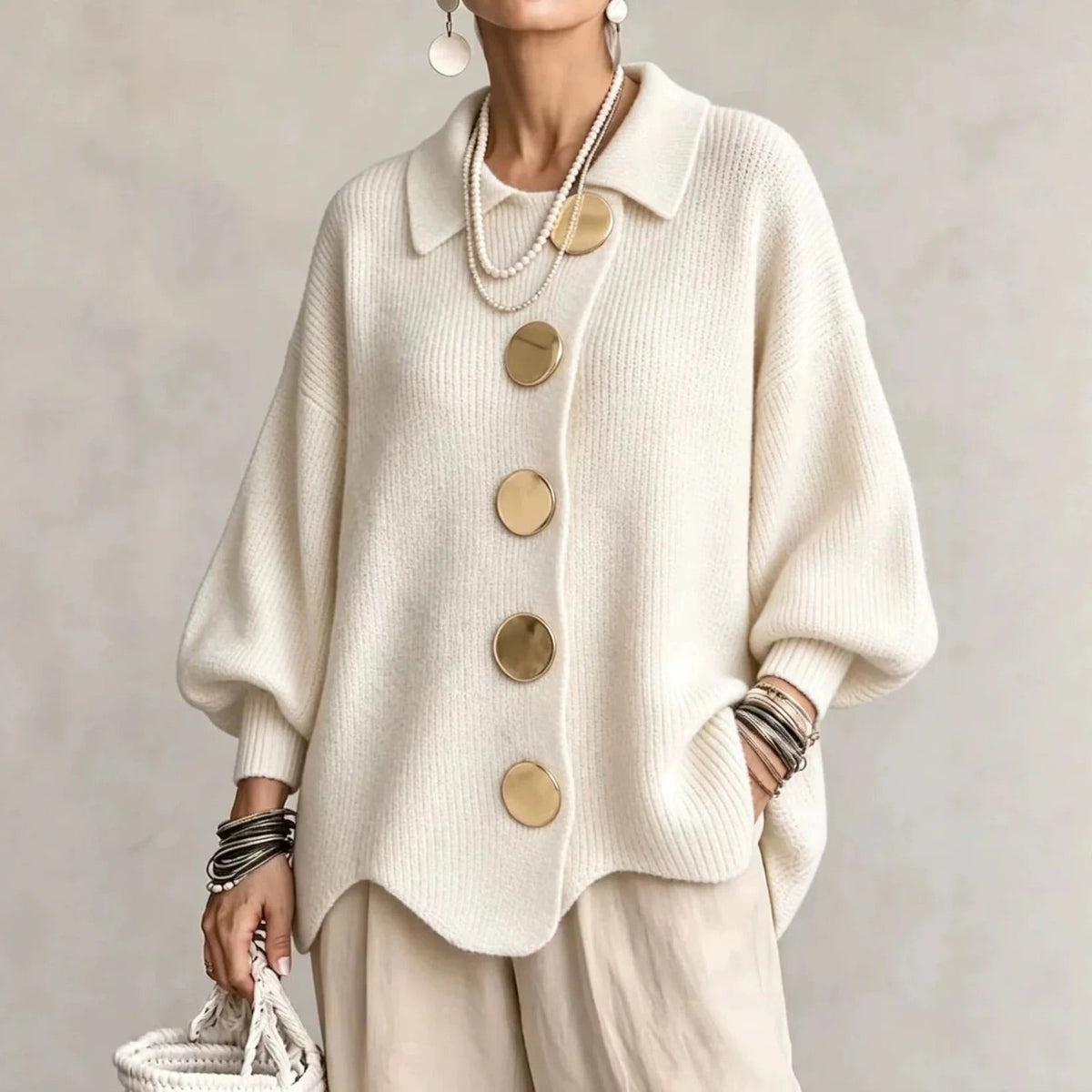 Karina™ Oversized Cardigan — Krem