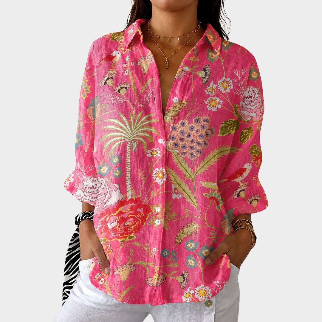 OCEANE™ | FARGERIK MØNSTRET BLUSE