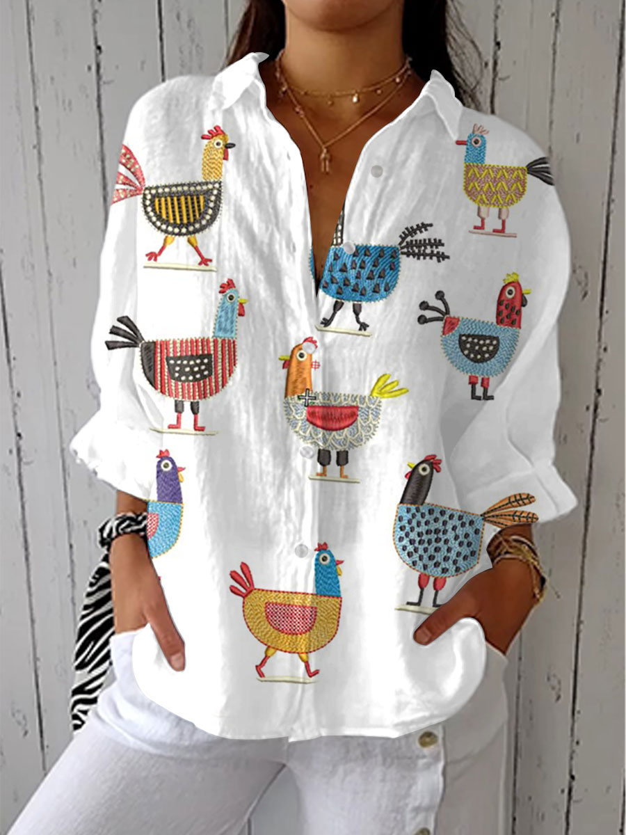 HELEN™ | LEKEN HØNE PRINT BLUSE