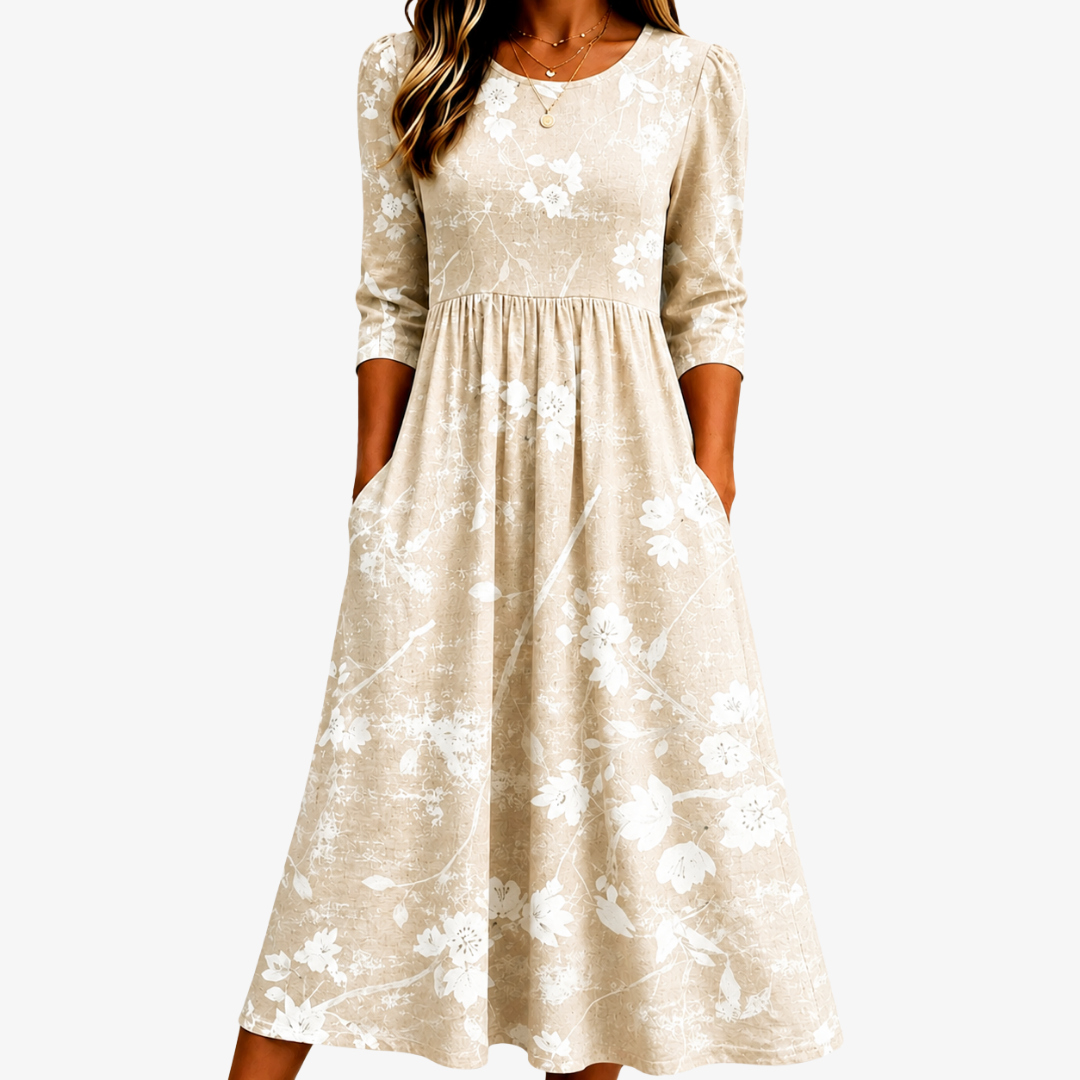 SOFT MEADOW BLOSSOM™ | MYK ENG BLOMST HVERDAGS MIDI-KJOLE