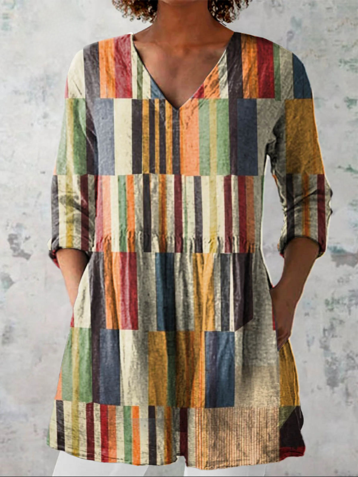 CHLOE™ | LANG BLUSE MED V-HALS
