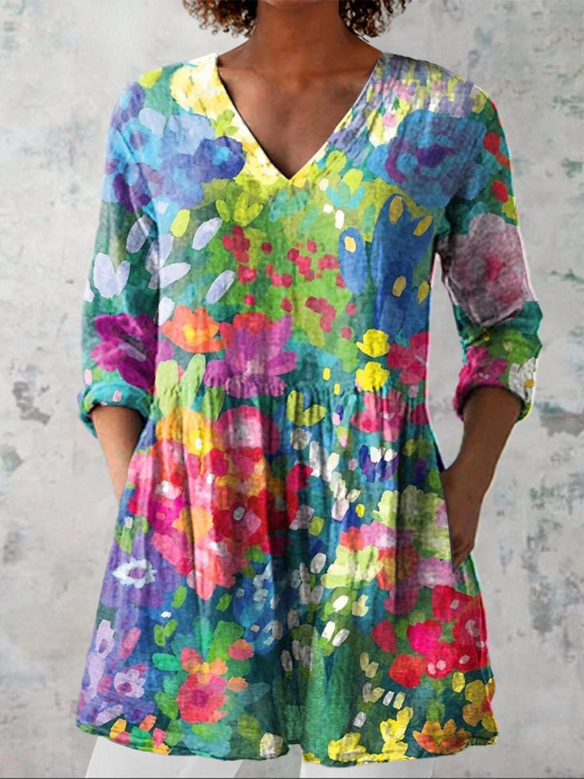 CALI™ | LANG V-HALS BLUSE