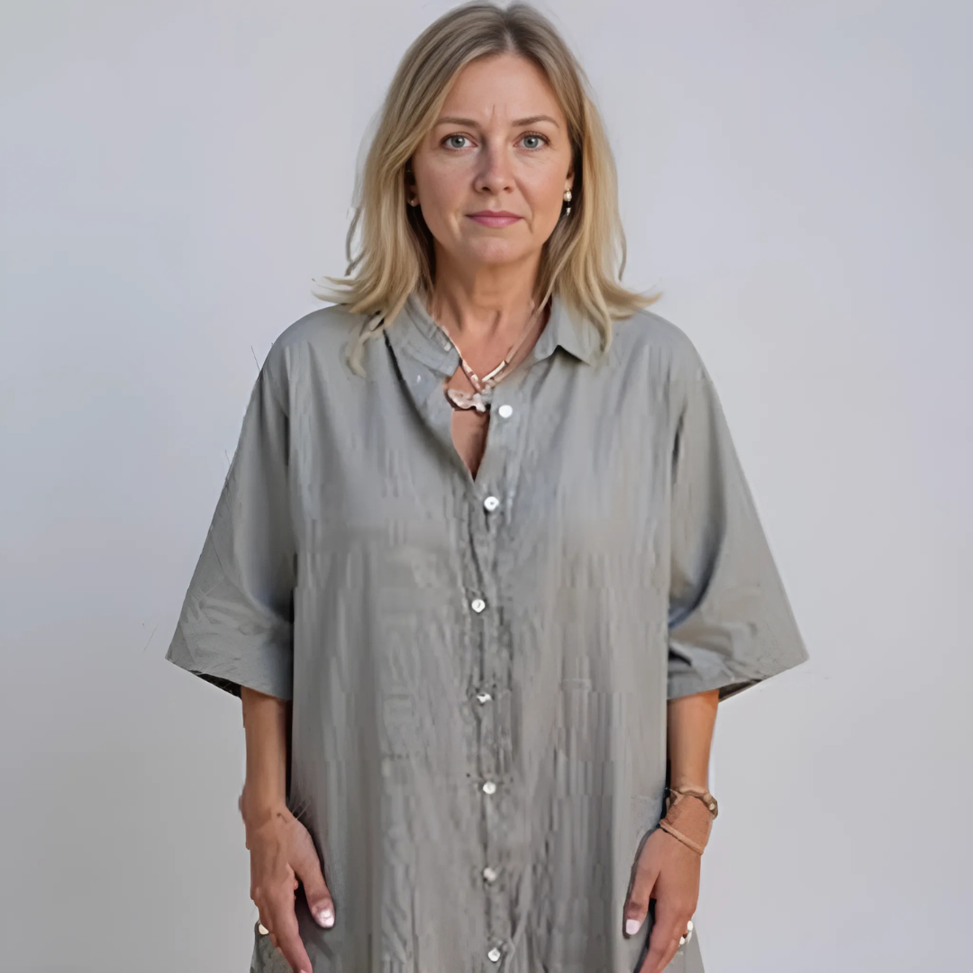 MELANIE™ | IBIZA-STIL SKJORTEKJOLE I ANKELLENGDE