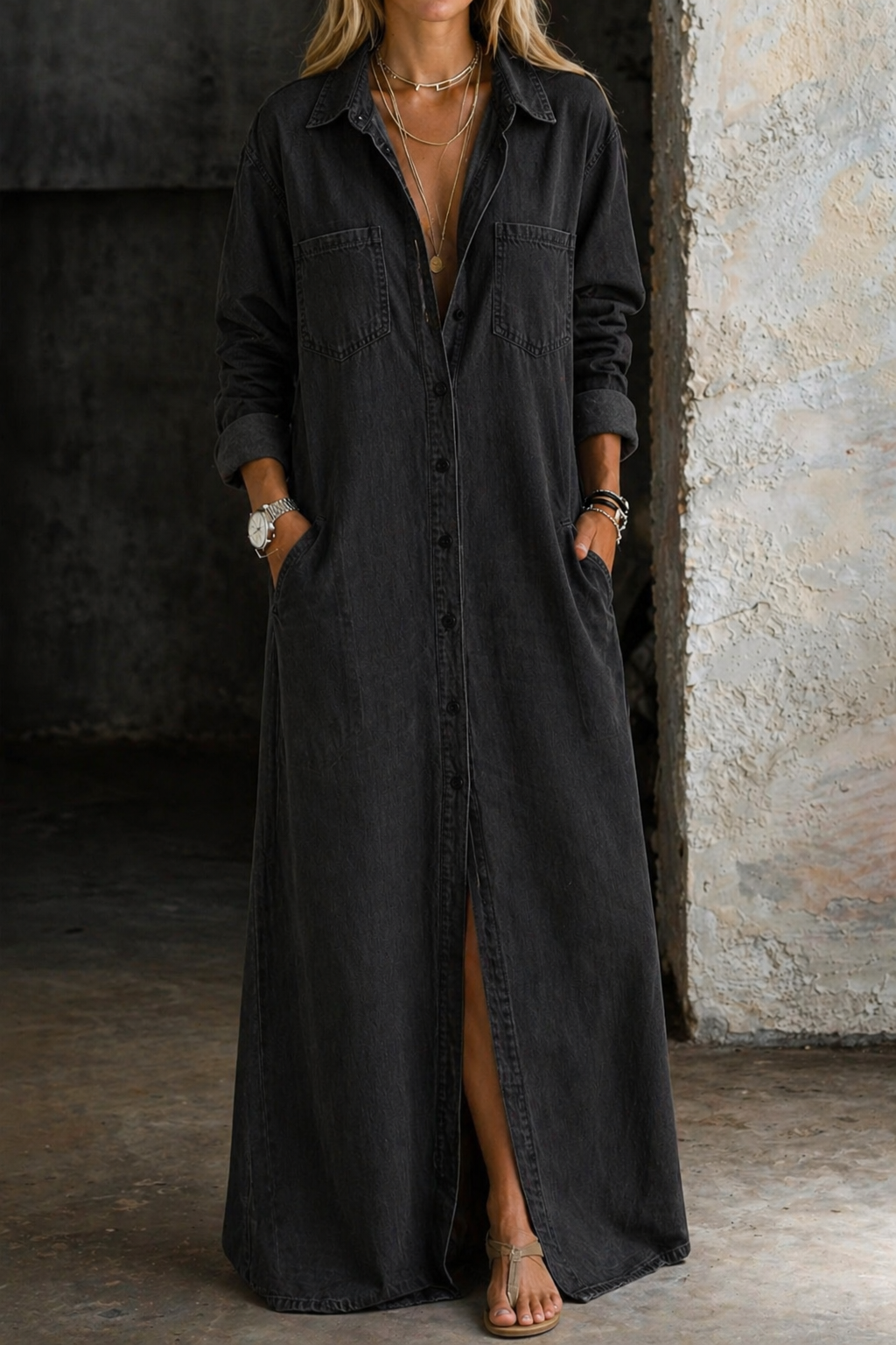 ANDREA™ | DENIM KNAPPEKJOLE