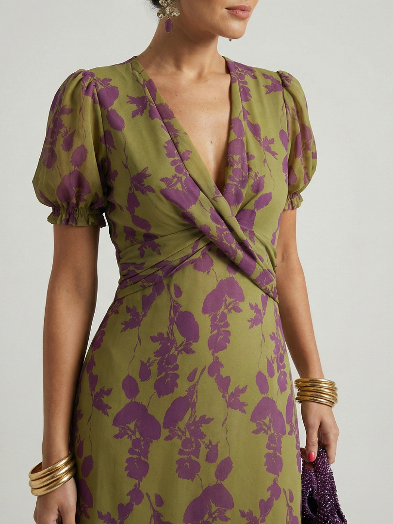 Virel | Avslappet Blomstret Midikjole