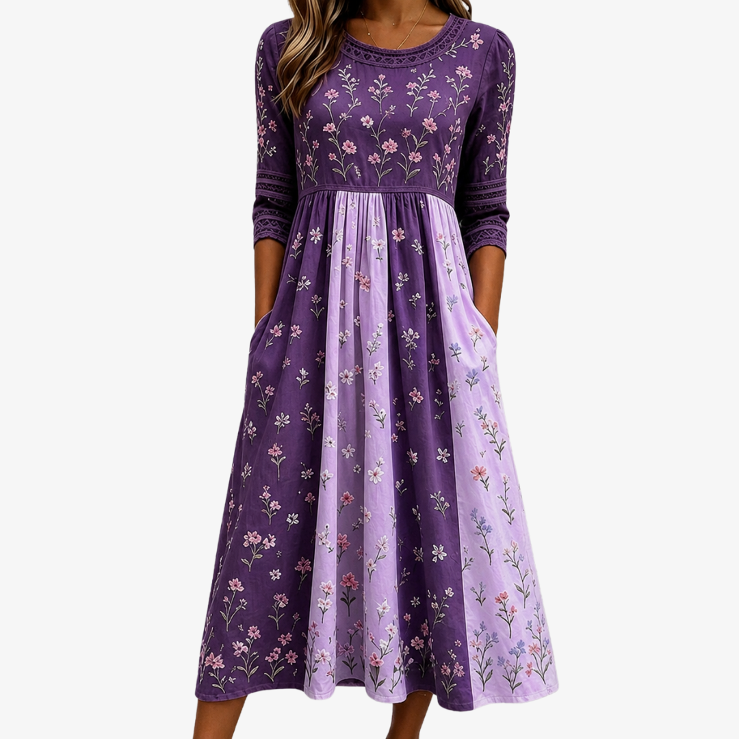 ANITA™ | LAVENDEL VILLBLOMST PANEL KJOLE