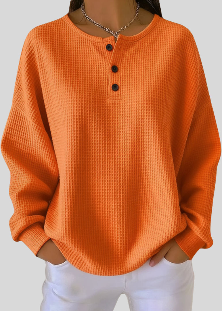 SIGNE™ | HENLEY-SWEATSHIRT — Oransje