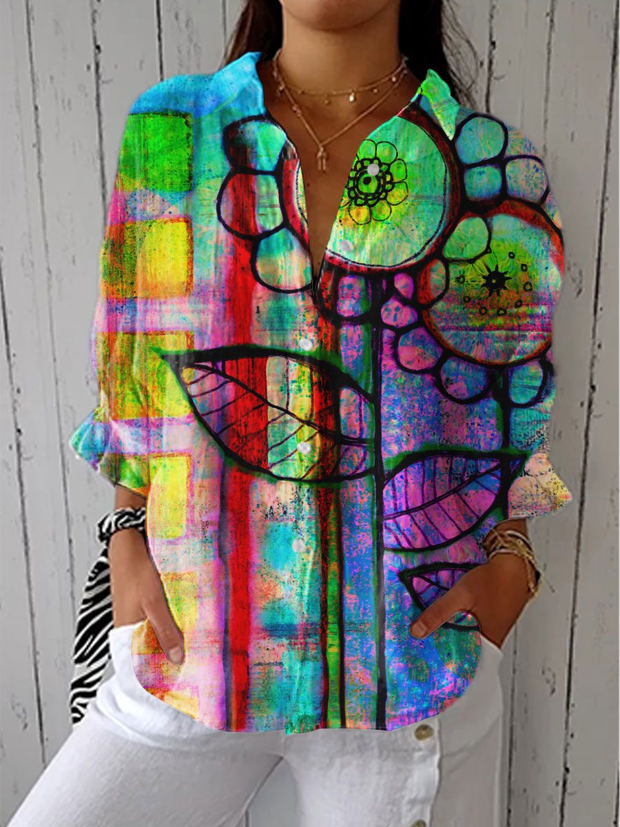 BARBARA™ | ARTISTISK BLOMSTER BLUSE