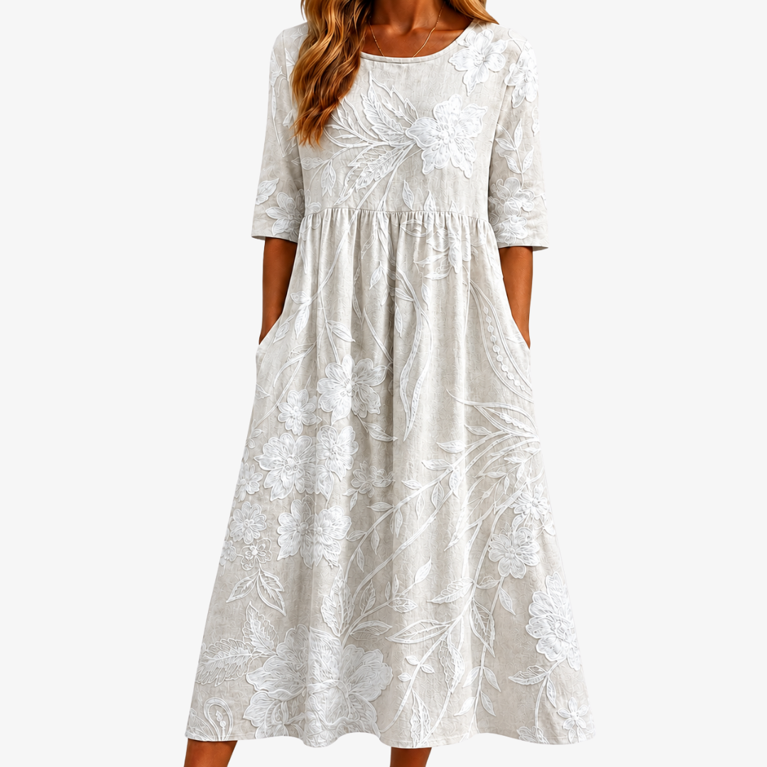 WHISPERING GARDEN™ | HVISKING HAGE ELEGANT MIDI-KJOLE MED LOMMER
