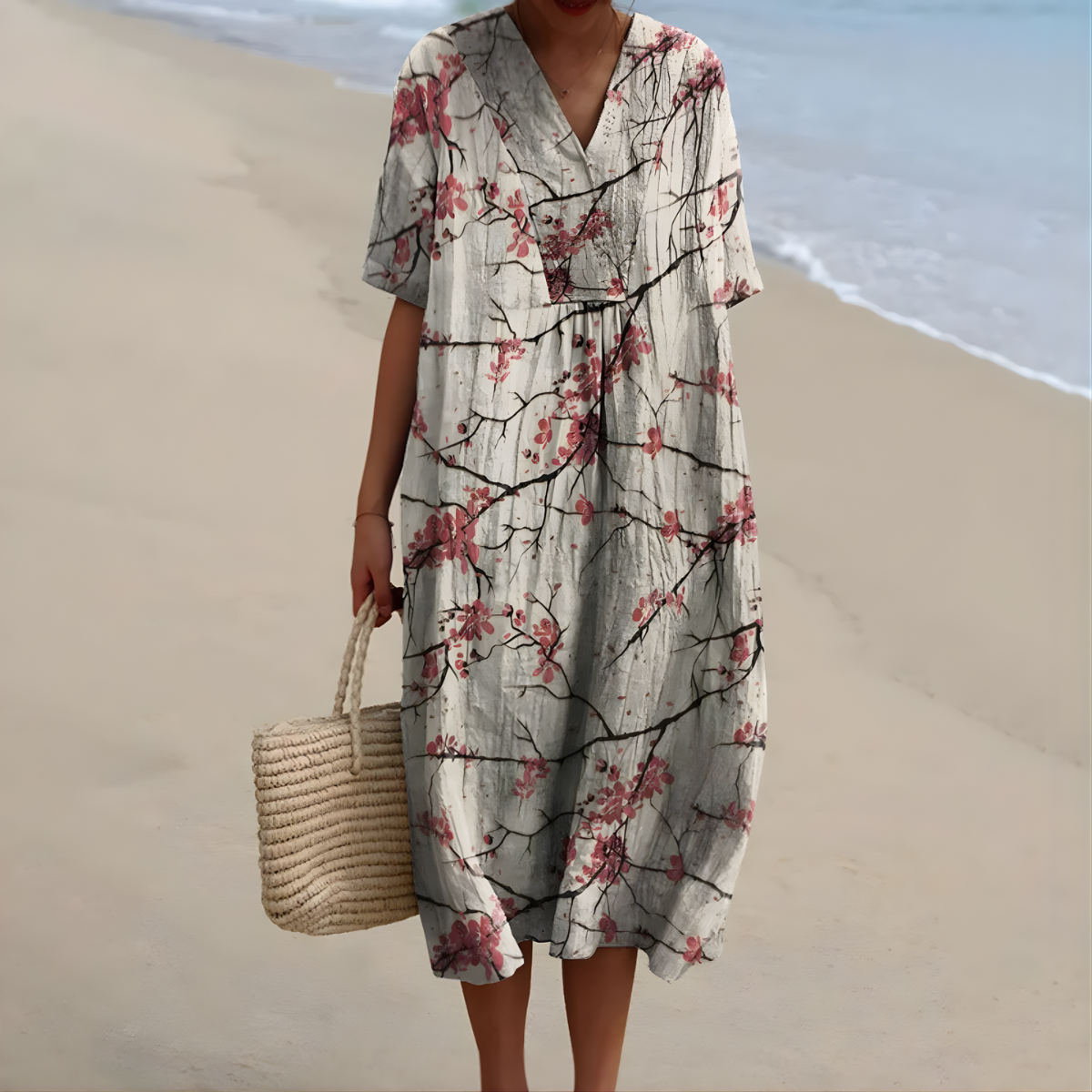 MAISY™ | BLOMSTER AVSLAPPET MIDI-KJOLE