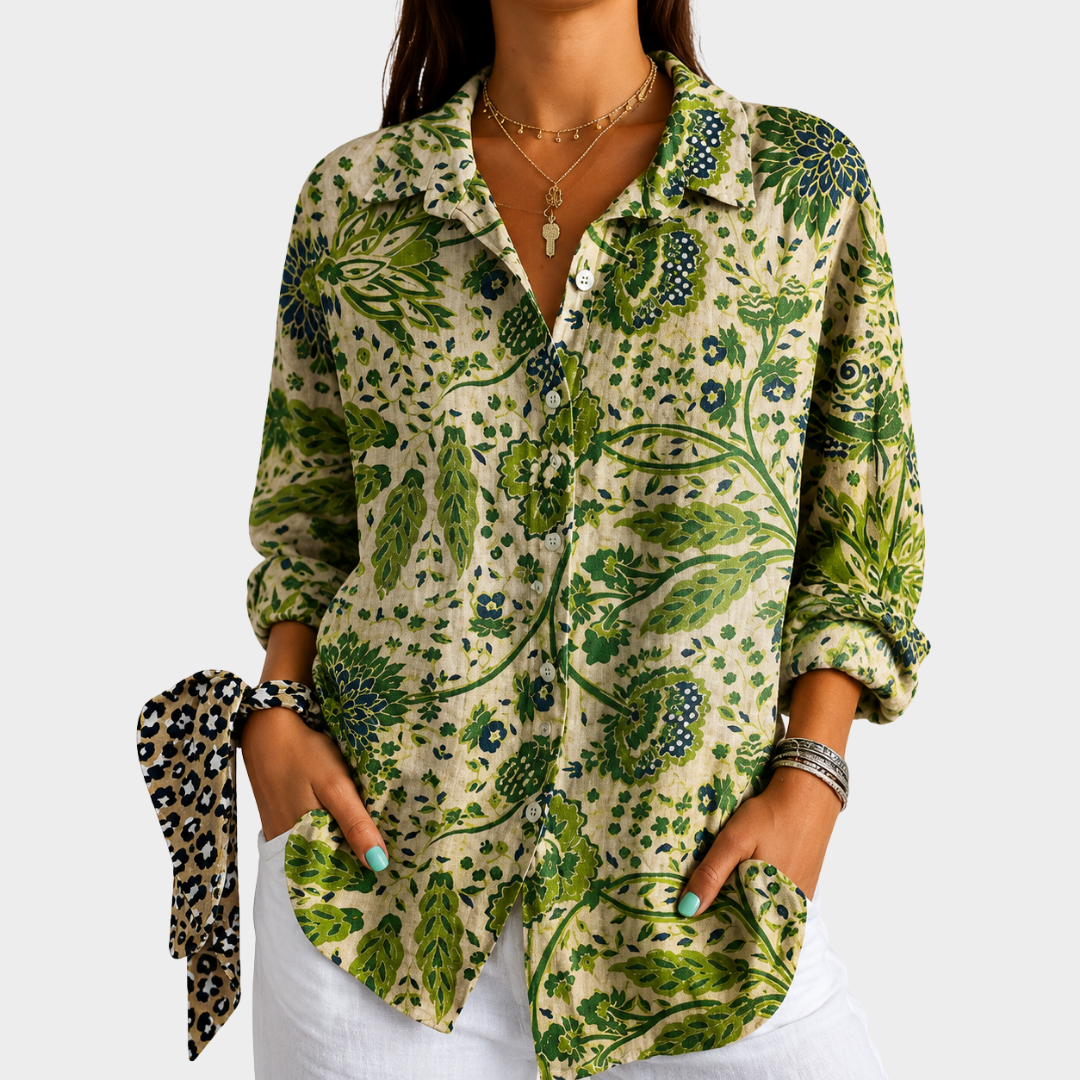 BRIGITTE™ | FARGERIK MØNSTRET BLUSE