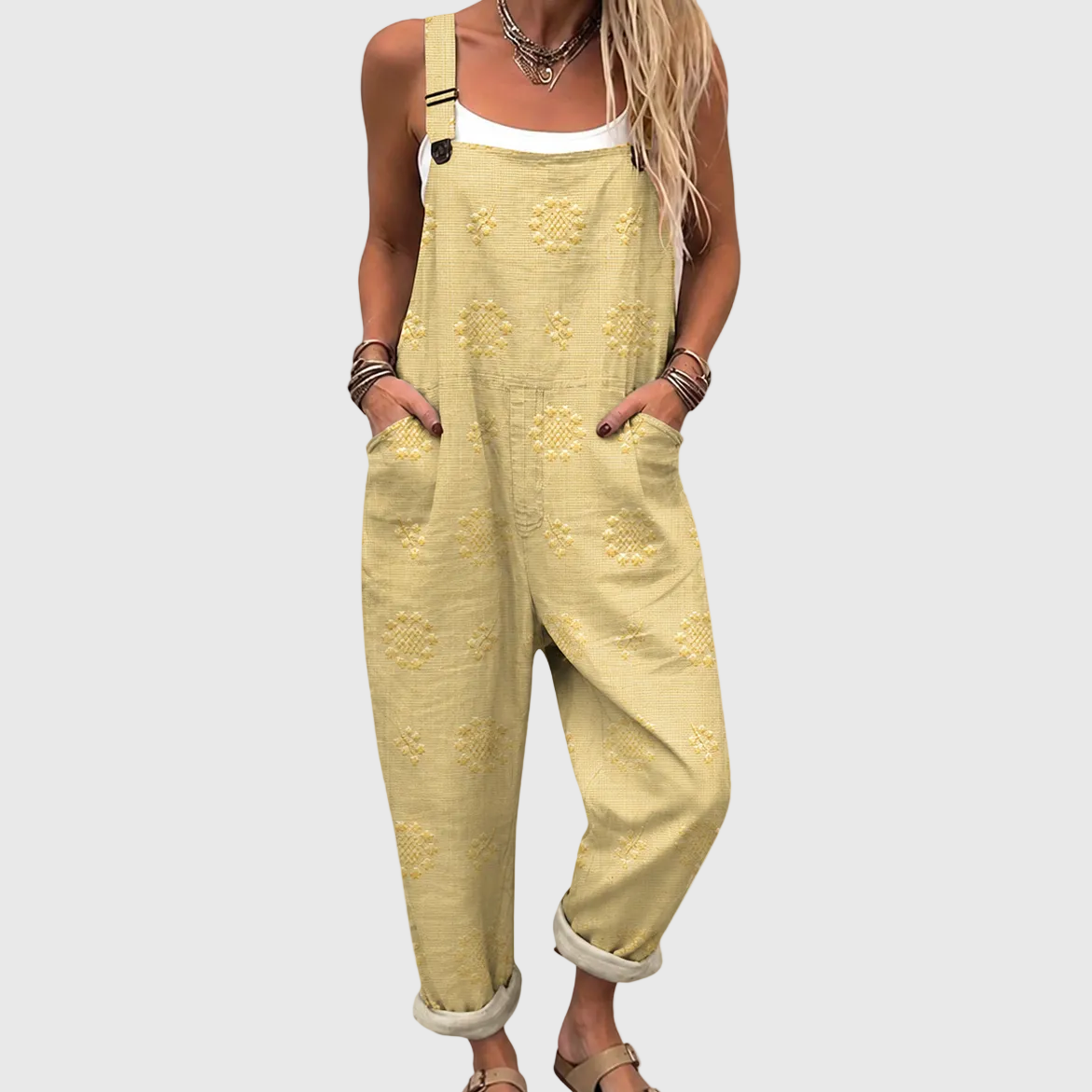 GYRID™ | SOLBLOMST GUL AVSLAPPET JUMPSUIT