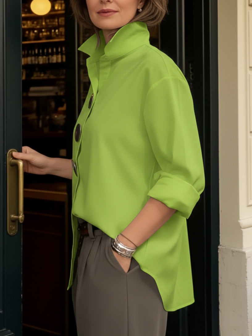 Rosaline | Statement-bluse med knapper og ståkrage