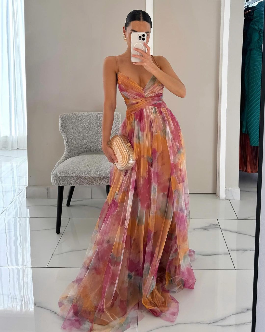 LIDIA™ | ELEGANT MIDIKJOLE — Pomarańczowy