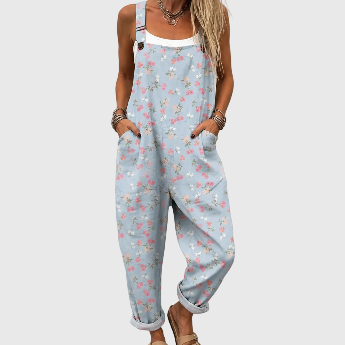 ÅSHILD™ | HAVBLÅ BLOMSTER SOMMERJUMPSUIT