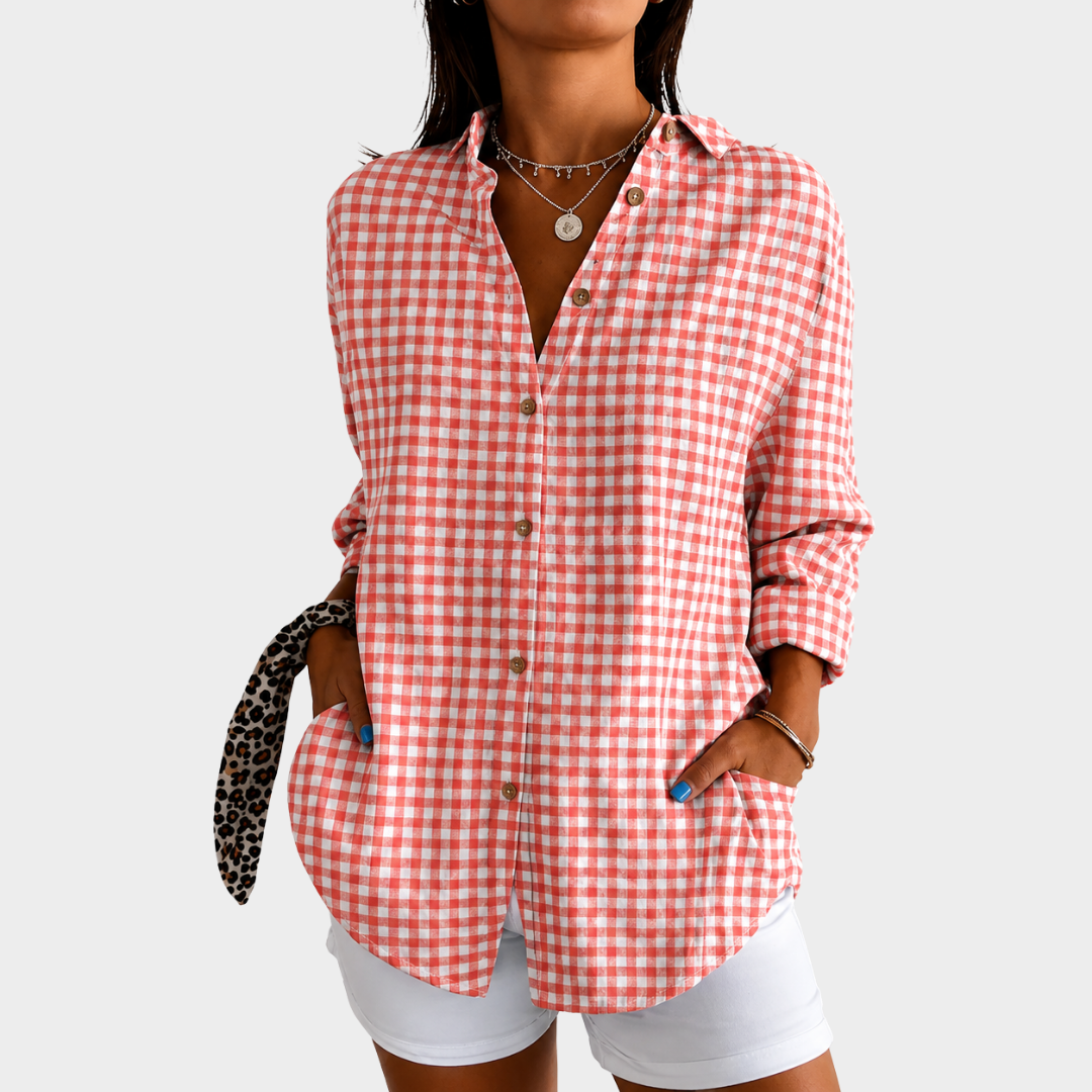 CELESTE™ | FARGERIK MØNSTRET BLUSE