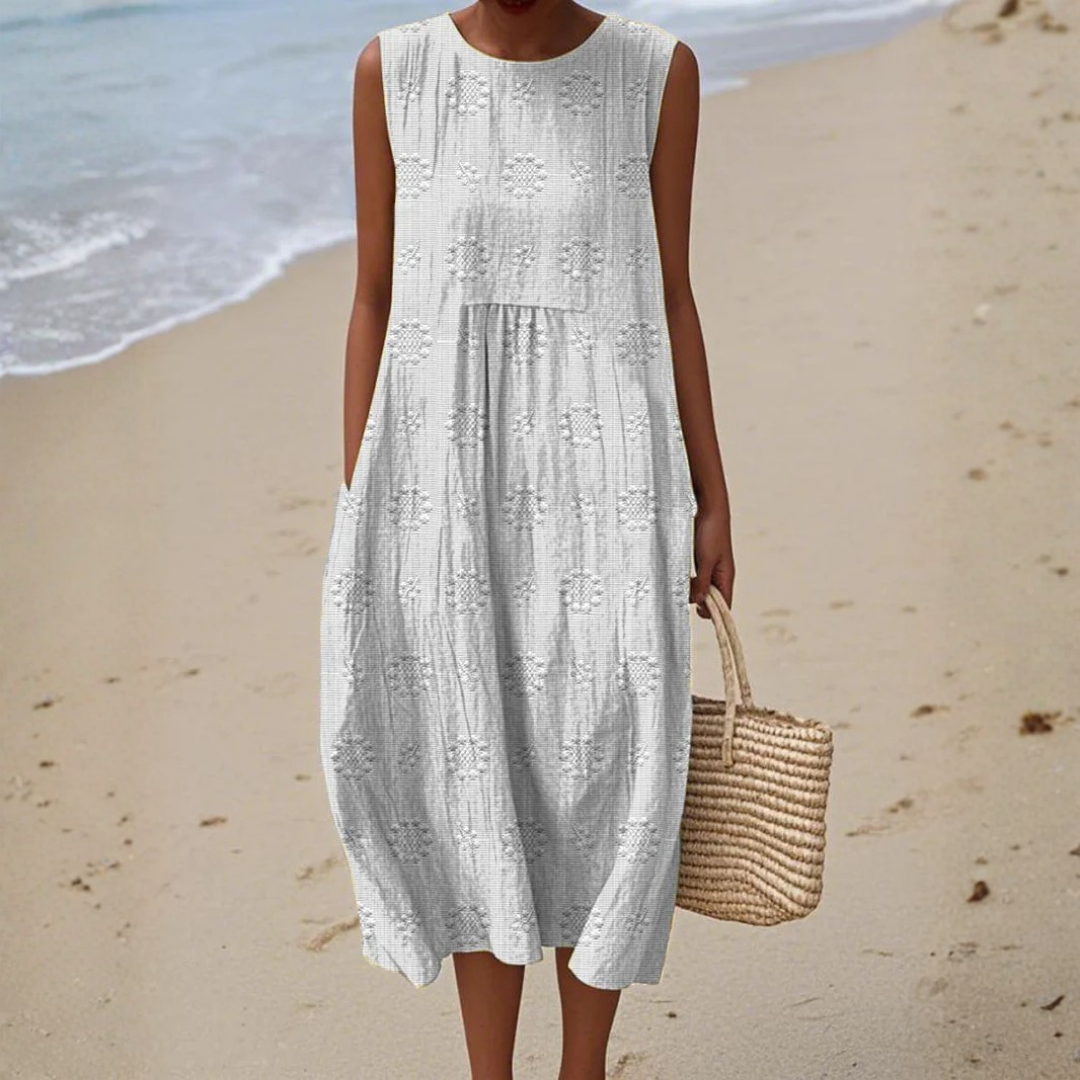 TERESA™ | ELEGANT MIDI-KJOLE | HVIT