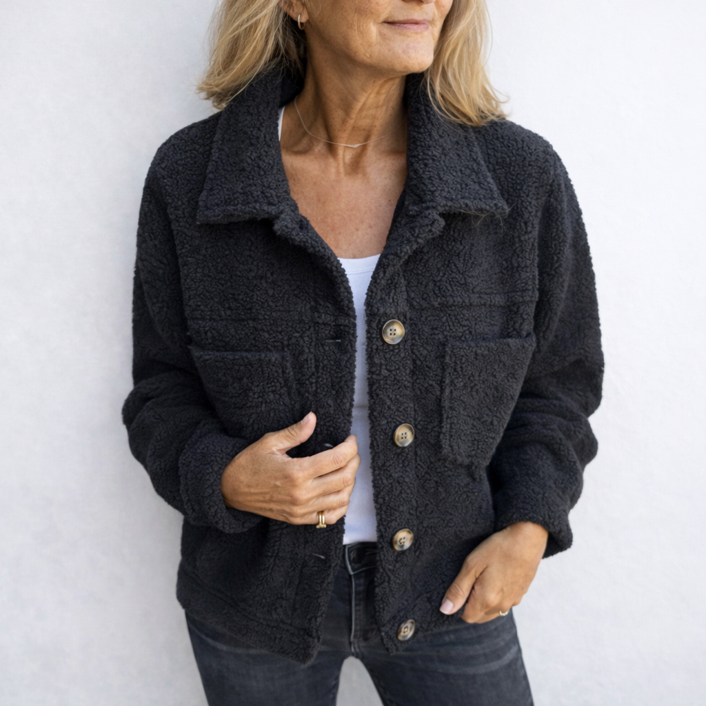 Stina™ Koselig Jakke — Svart