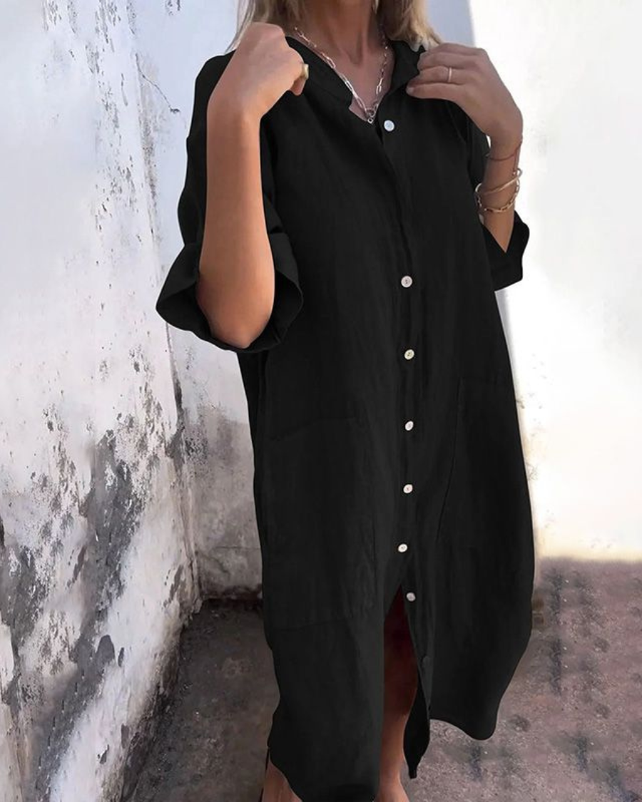 MELANIE™ | IBIZA-STIL SKJORTEKJOLE I ANKELLENGDE