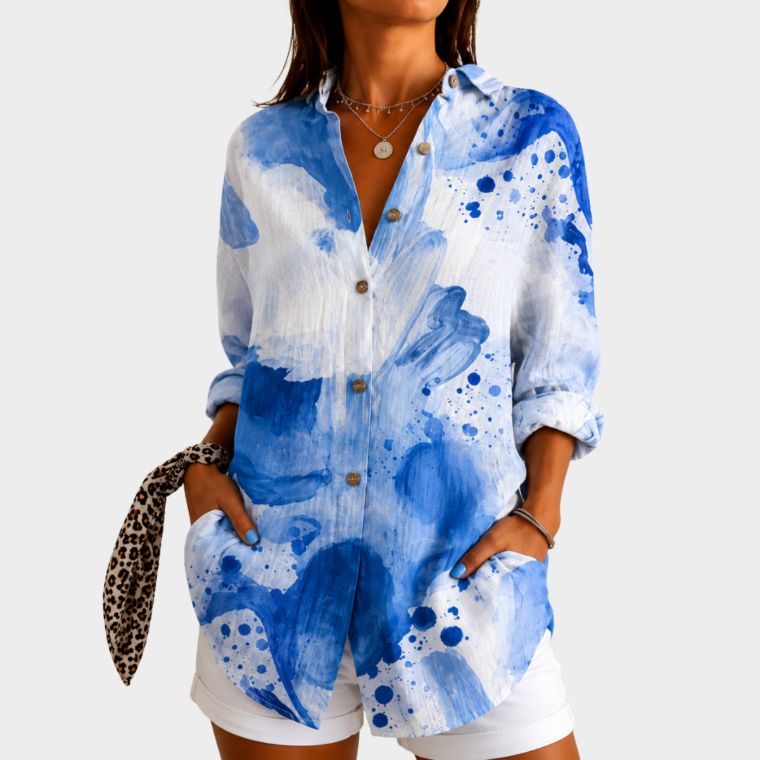 PAULINE™ | FARGERIK MØNSTRET BLUSE