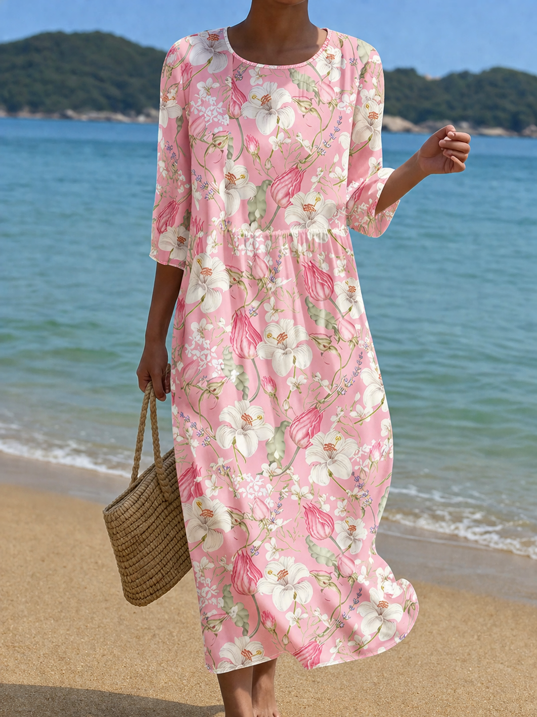 VIRGINIA™ | AVSLAPPET BLOMSTERPRINT STRANDKJOLE