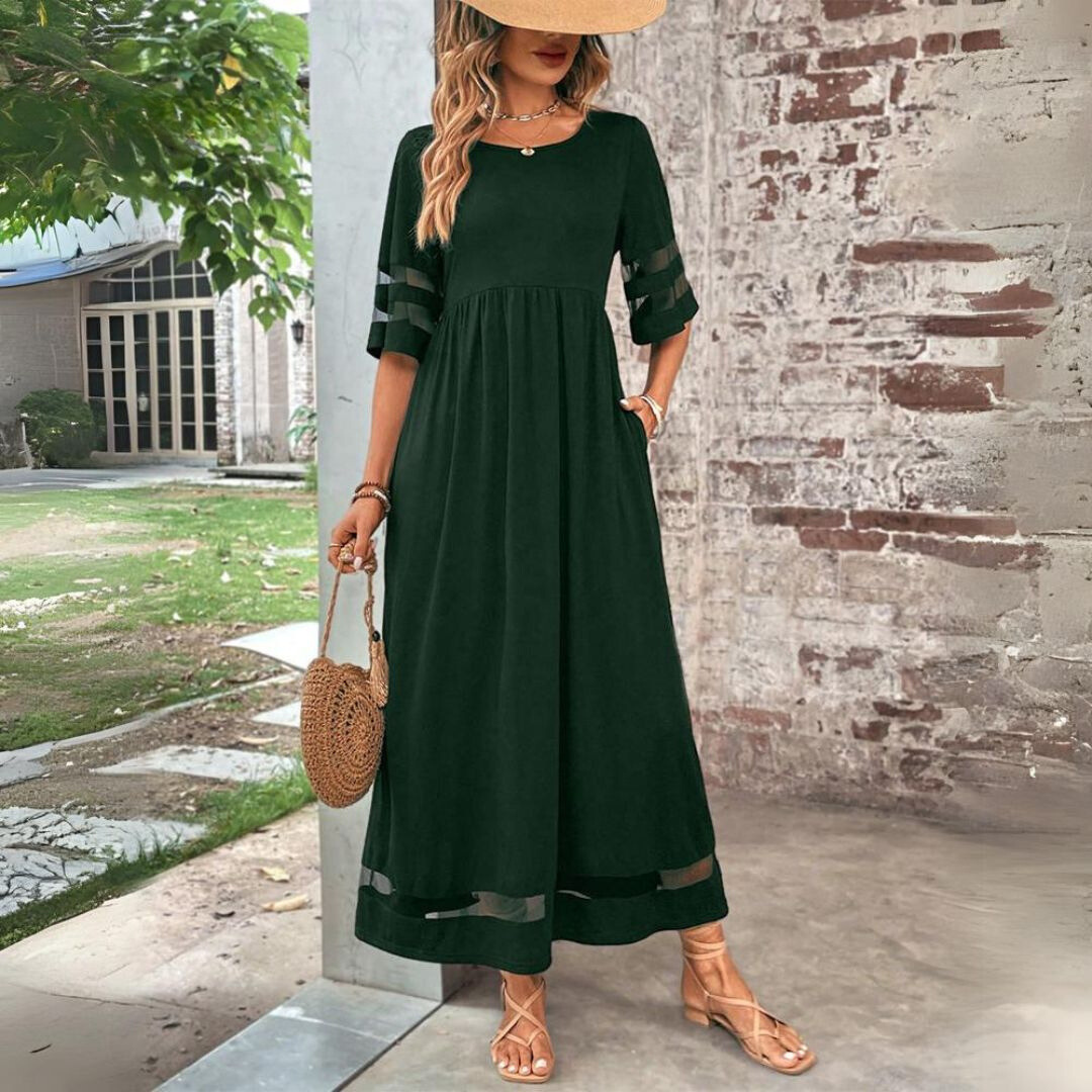 BETH™ | MAGEGLATTENDE MIDIKJOLE — Grønn