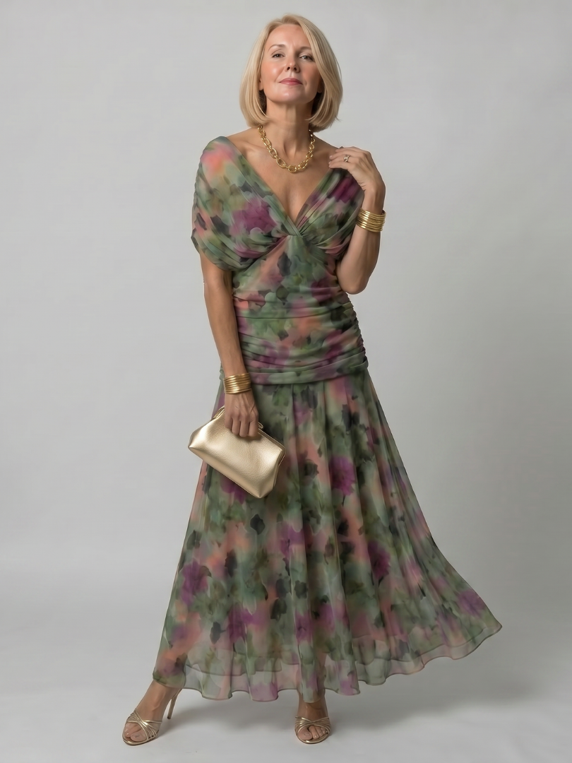 CALEN™ | OFF SHOULDER FLYTENDE MIDI-KJOLE