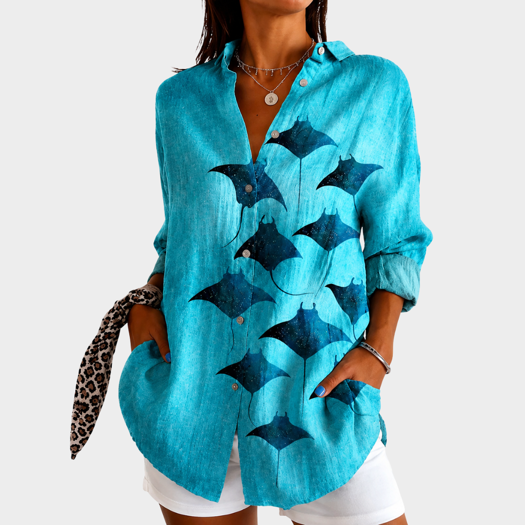 MIREILLE™ | FARGERIK MØNSTRET BLUSE