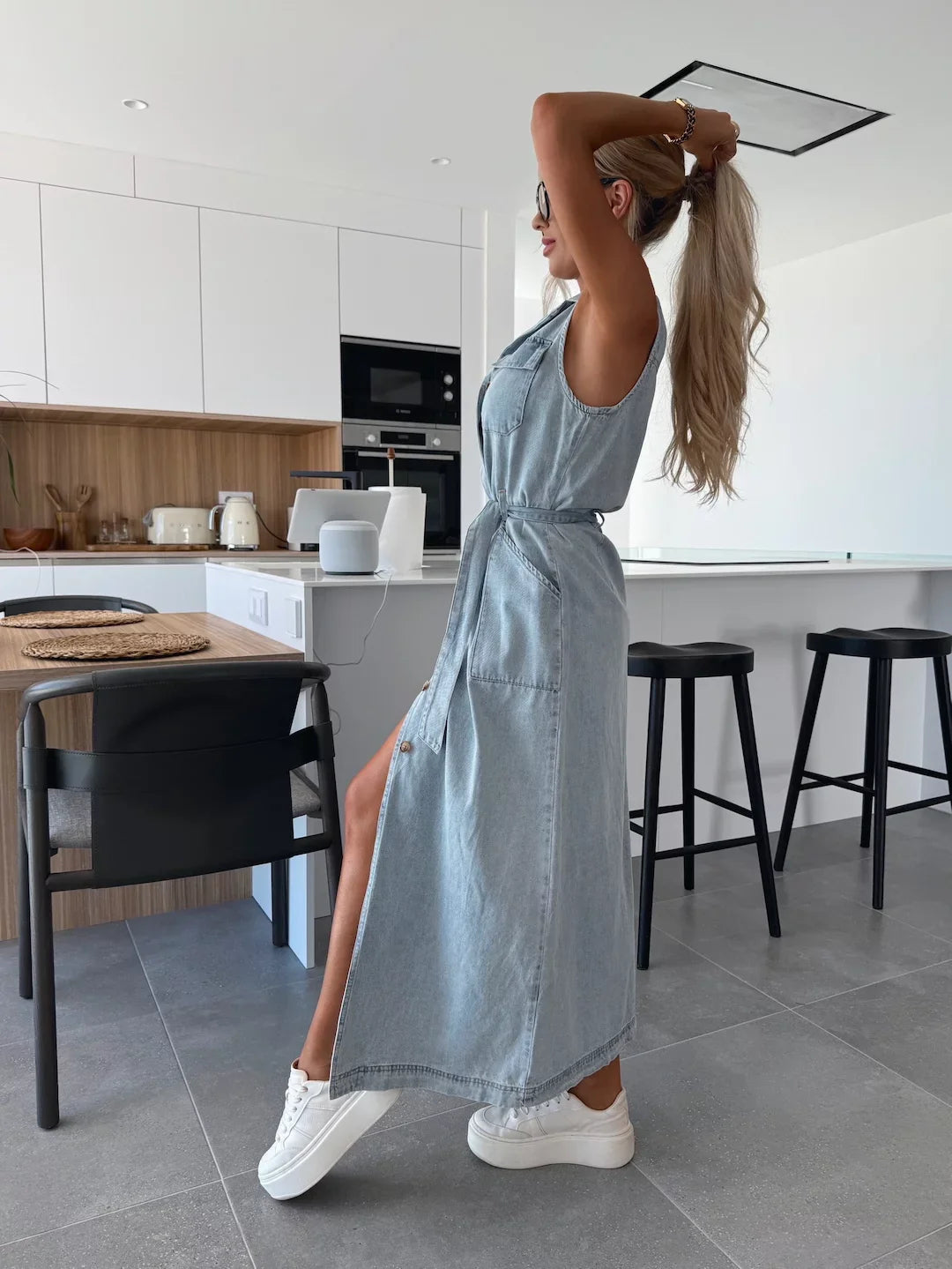 Isabelle™ Maxi Denim Kjole — Rosa