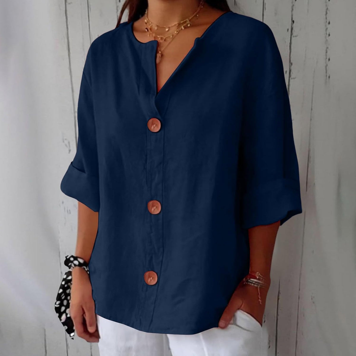 OLIVIA™ | LØS SOMMERBLUSE — Blå