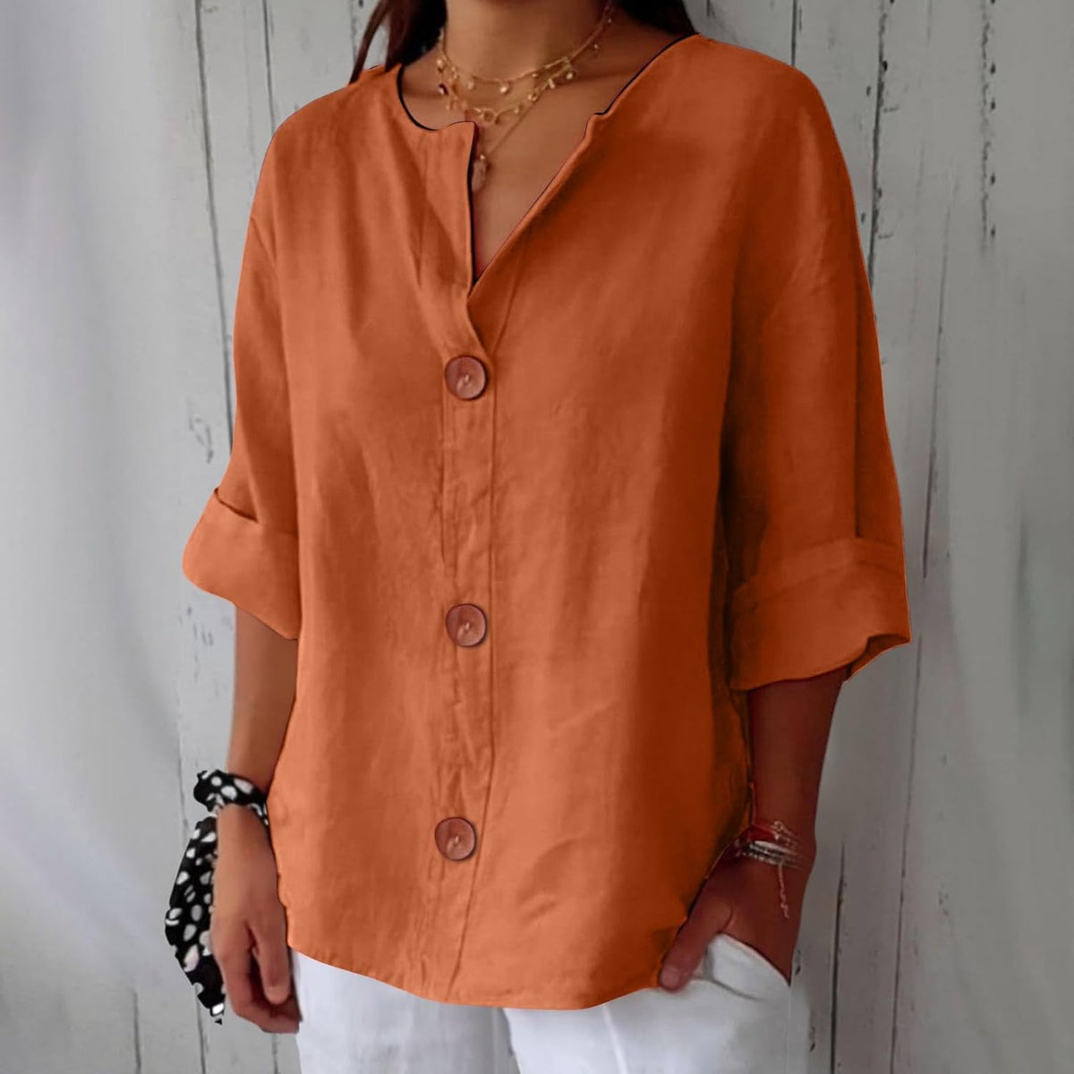 OLIVIA™ | LØS SOMMERBLUSE — Oransje