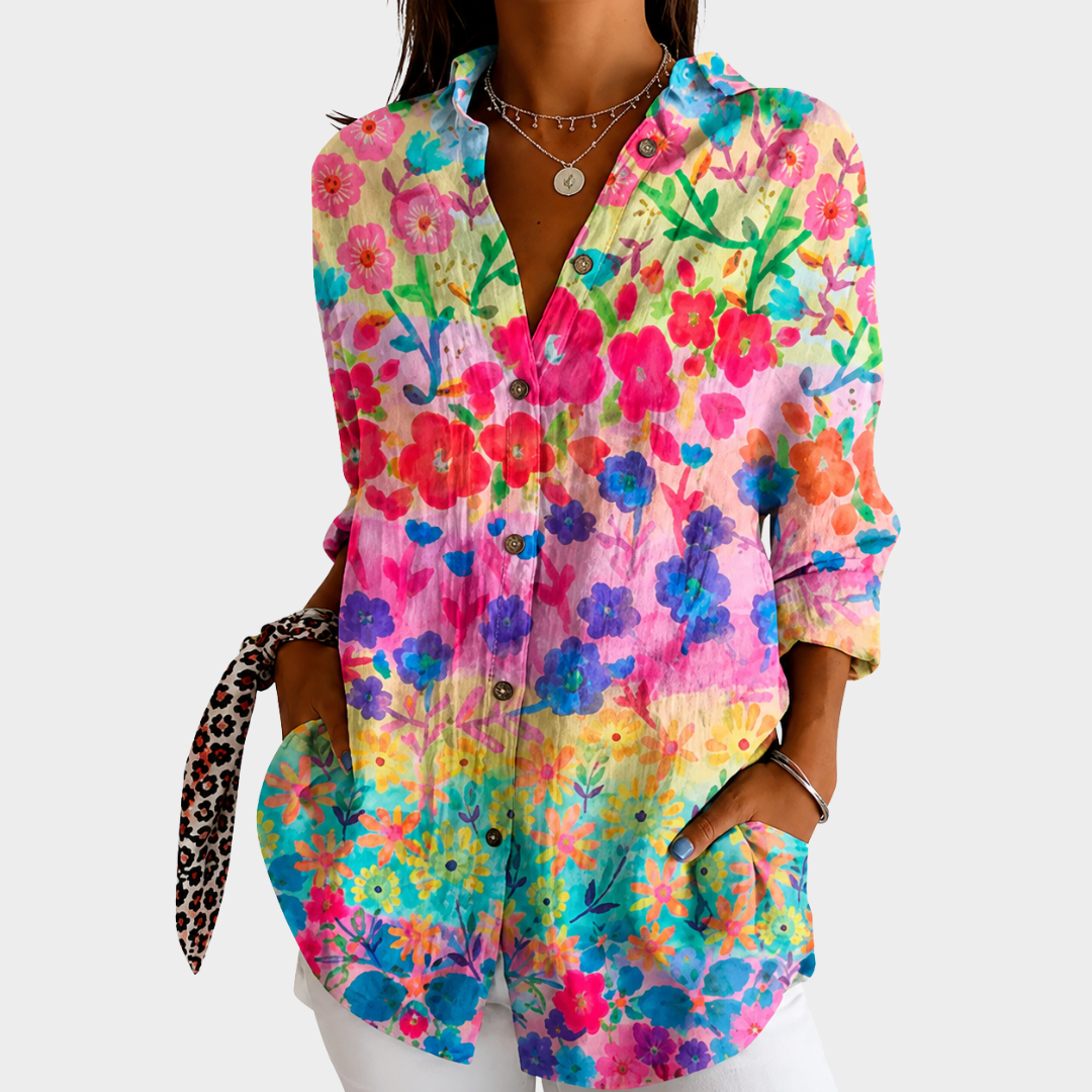 AGATHE™ | FARGERIK MØNSTRET BLUSE
