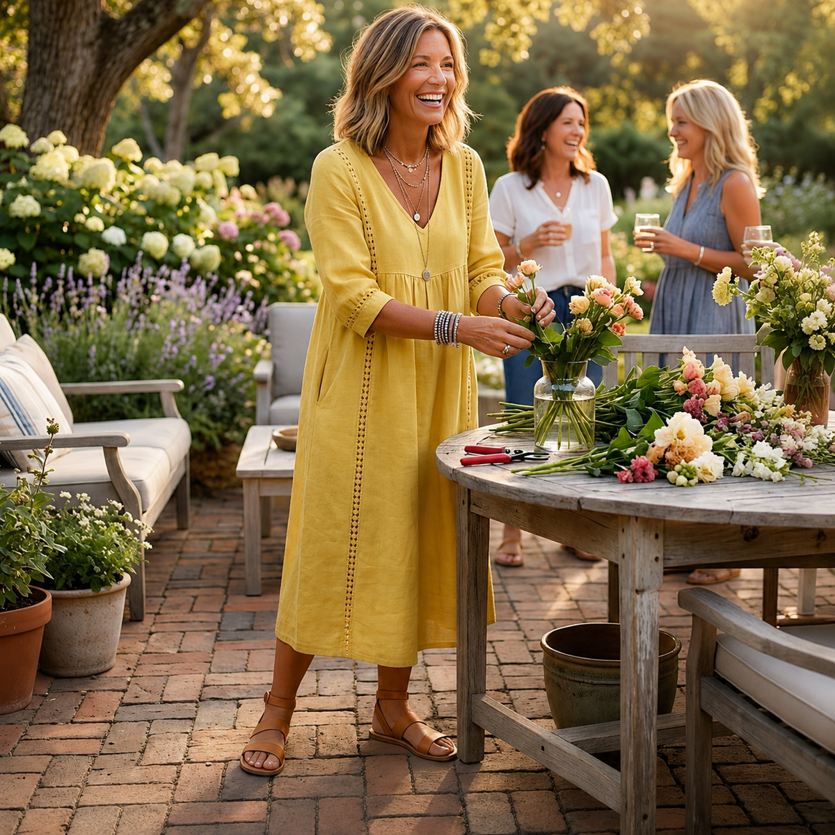 Carmen™ | Elegant Lett Maxi-kjole — Gul