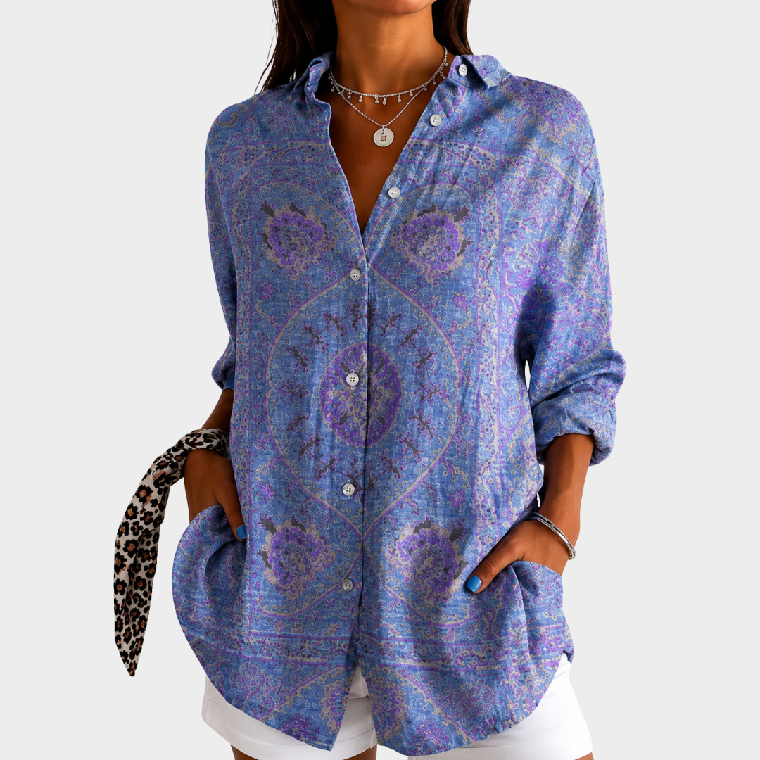 INES™ | FARGERIK MØNSTRET BLUSE