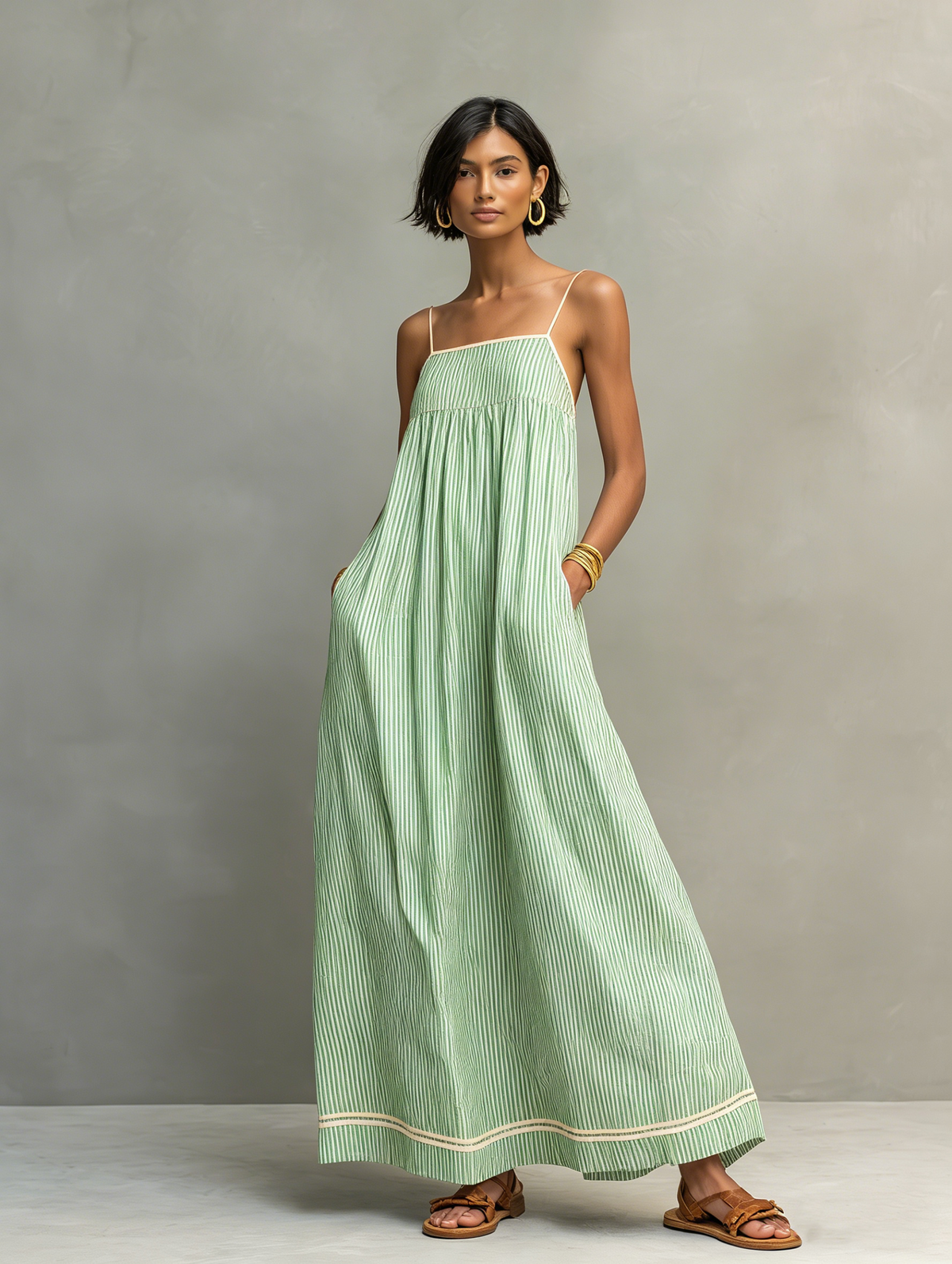 ANIELA™ | ELEGANT MAXIKJOLE — Grønn