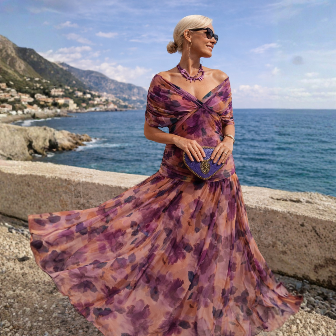 ROSSANA | MAXIKJOLE MED OFF-SHOULDER-DESIGN