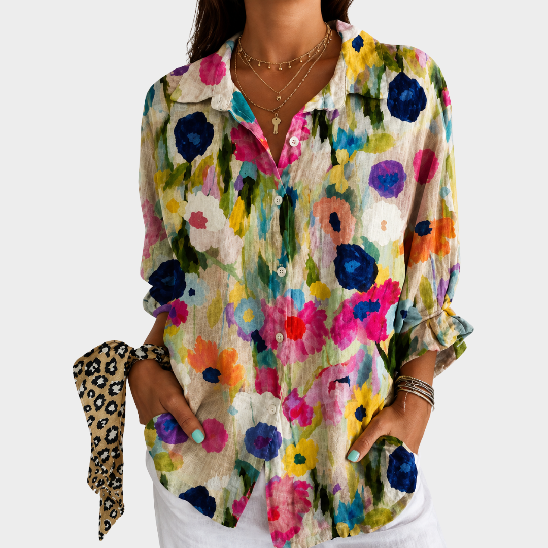 WILHELMINE™ | FARGERIK MØNSTRET BLUSE