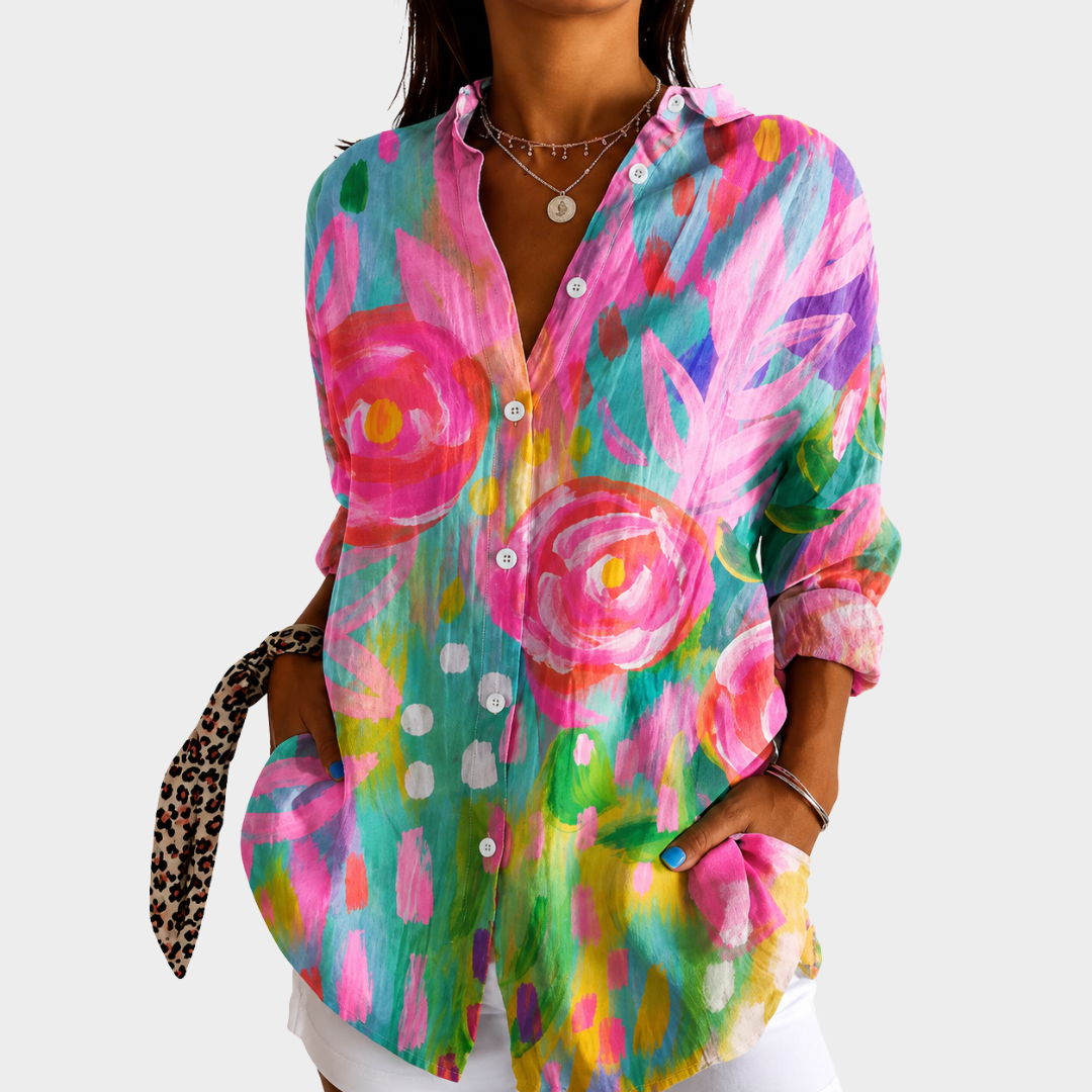 BLANCHE™ | FARGERIK MØNSTRET BLUSE