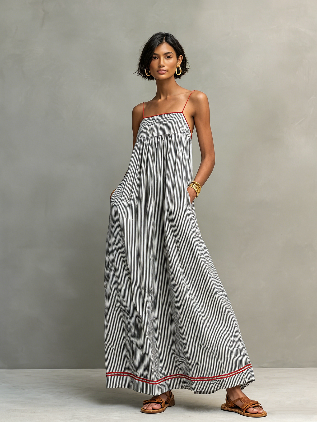 ANIELA™ | ELEGANT MAXIKJOLE — Grå