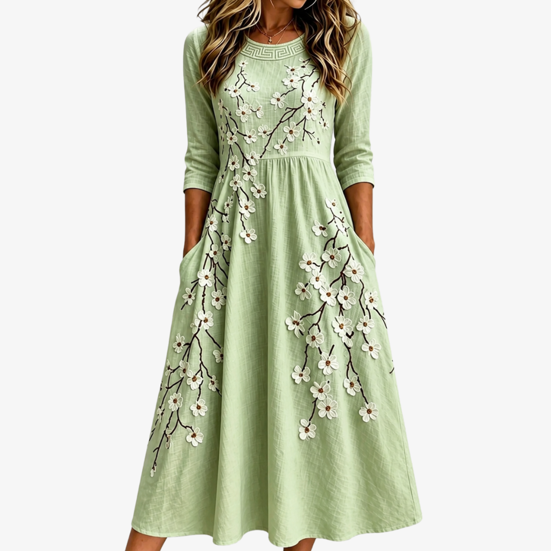 WILLOW™ | SALVIEBLOMST MAXI-KJOLE MED LOMMER — S (4–6)