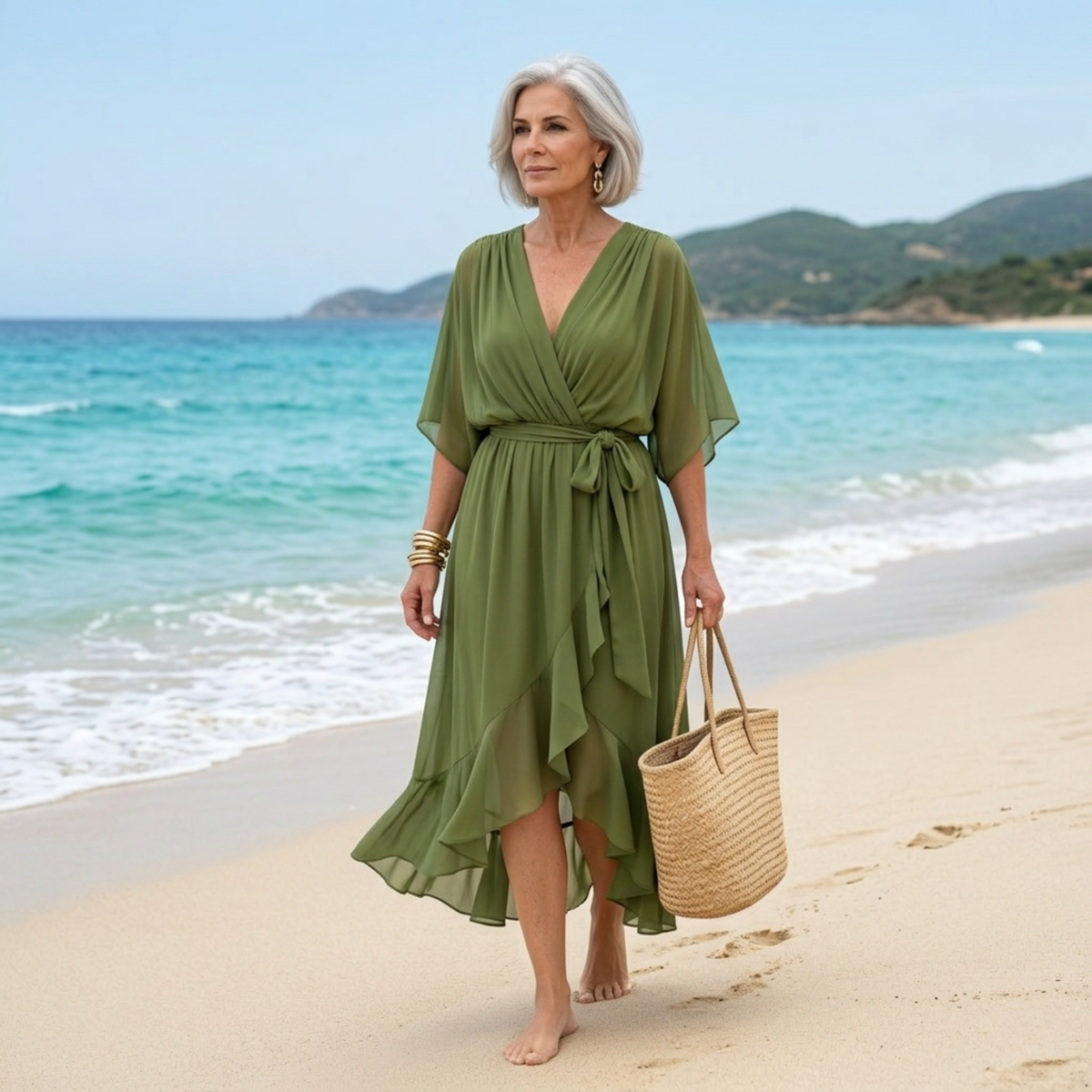 OPAL™ | ELEGANT MIDI-KJOLE MED V-HALS