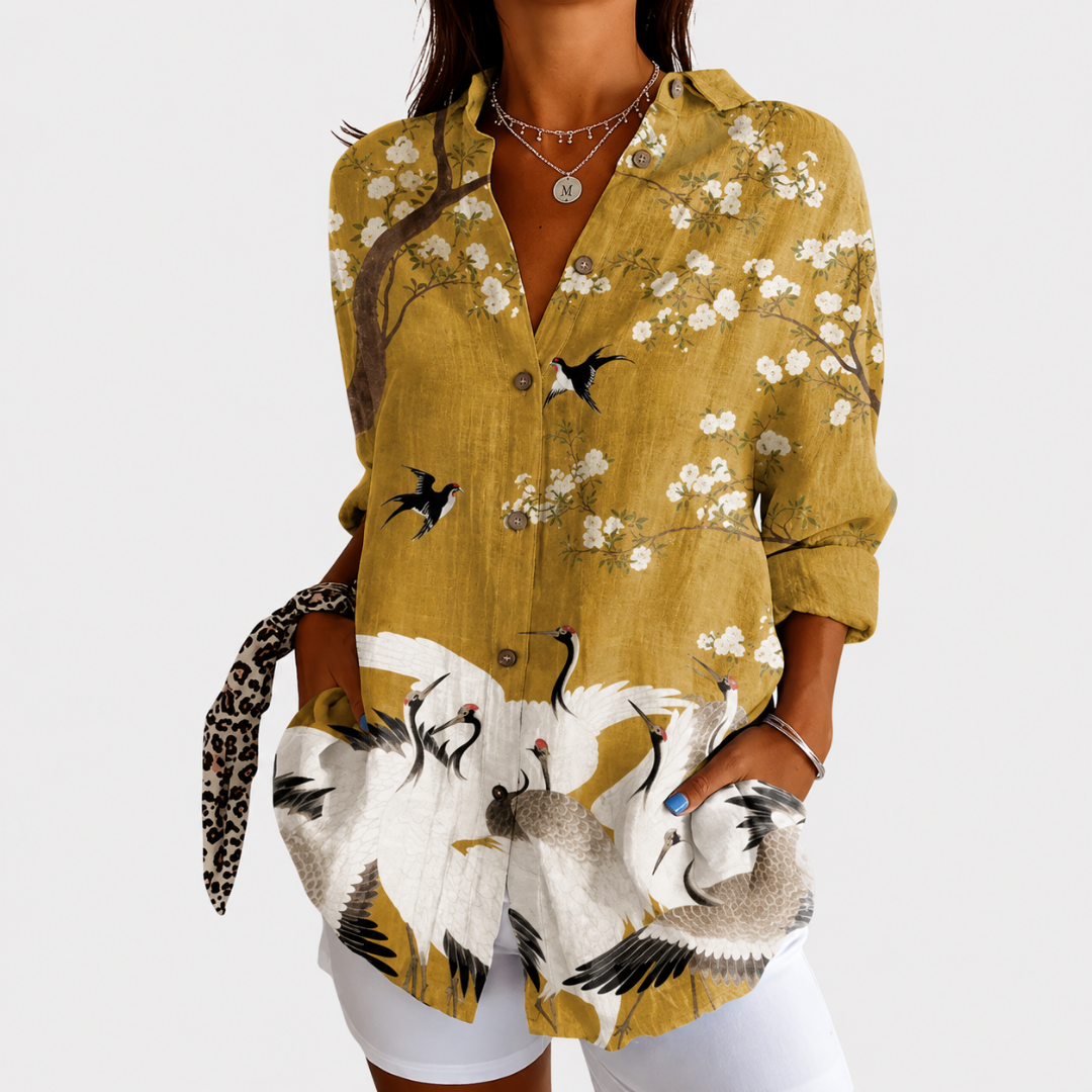 IRENE™ | FARGERIK MØNSTRET BLUSE