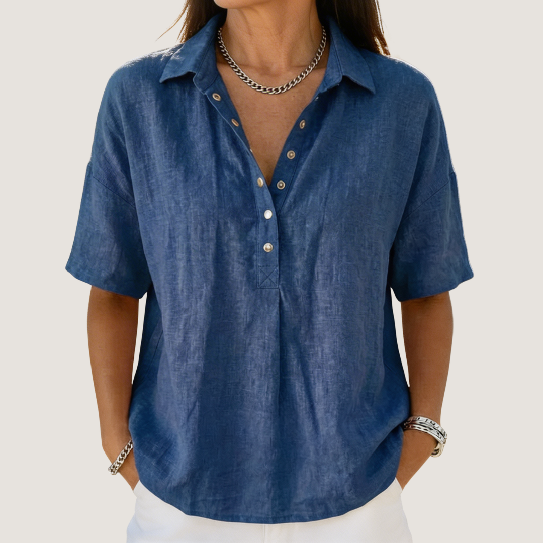 CLAIRE™ | BLUSE MED KRAGE OG KNAPPER