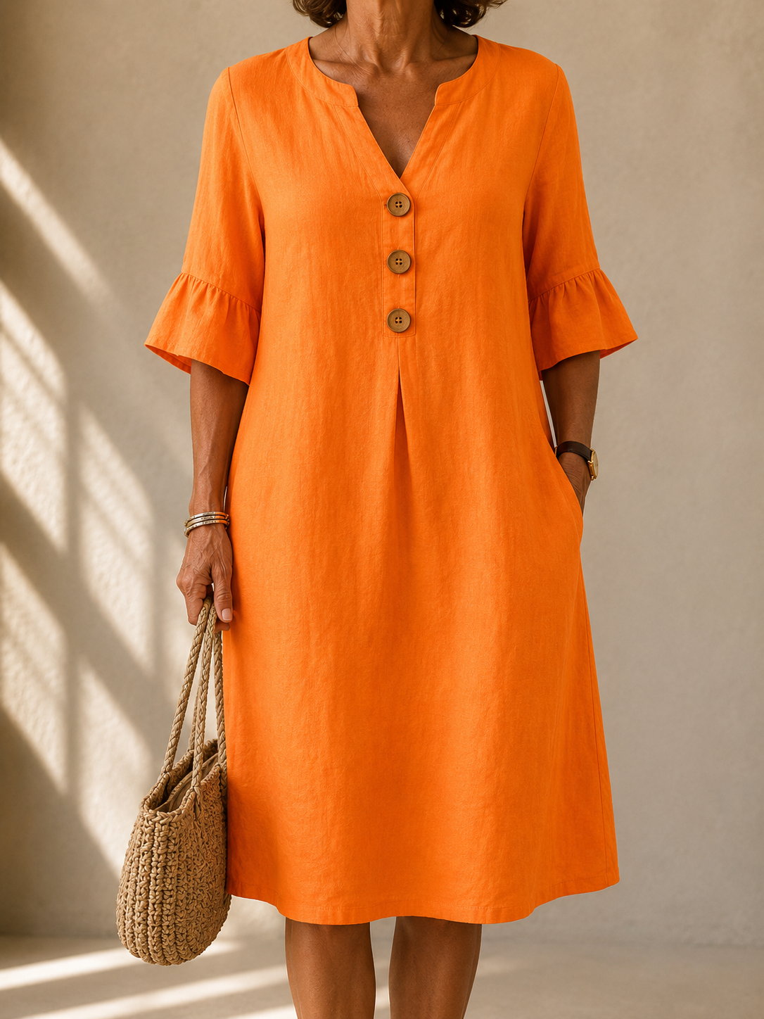 HAZEL™ | KNAPPE SOMMERKJOLE ORANSJE