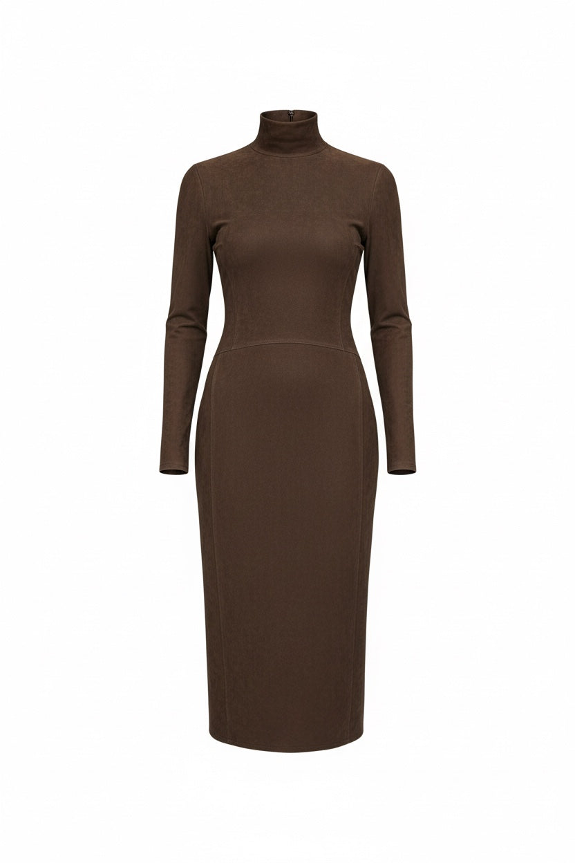 FROSINA™ | MIDI KJOLE I MYK MOCKA-LOOK
