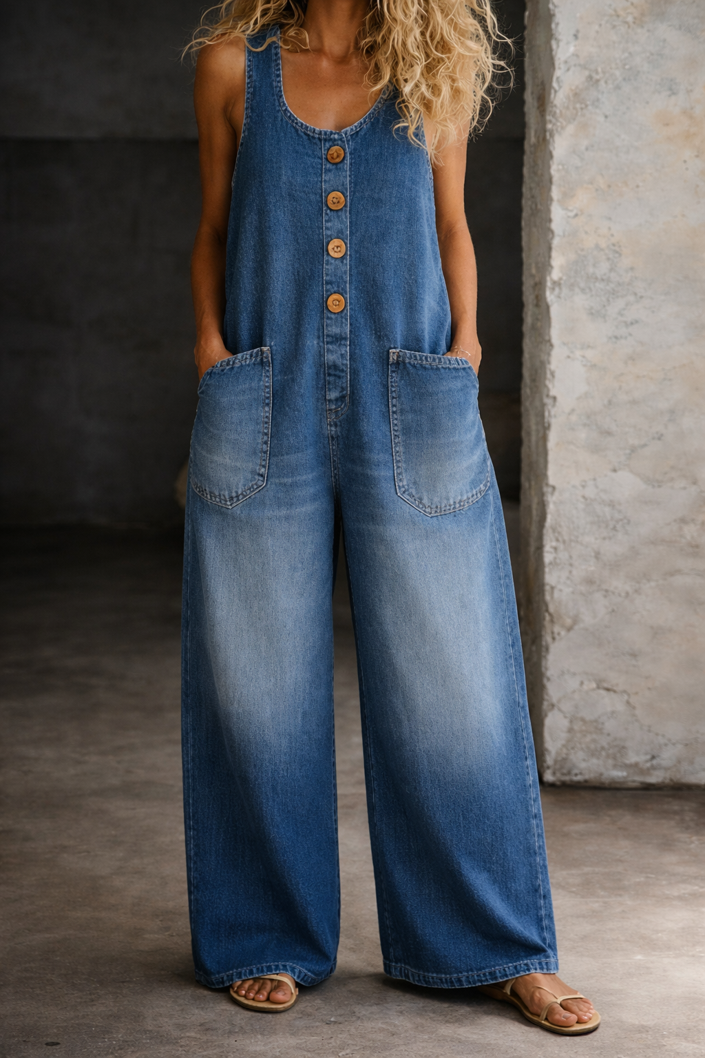 INGRID™ | Vintage Vasket Bomull Denim Overall