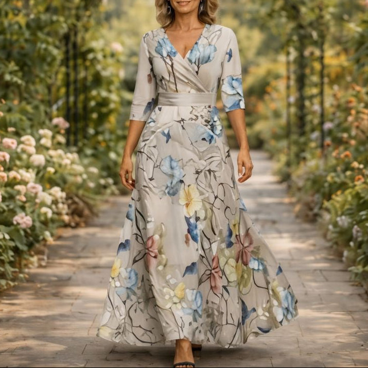 FLEUR™ | ELEGANT BLOMSTERKJOLE MED V-HALS