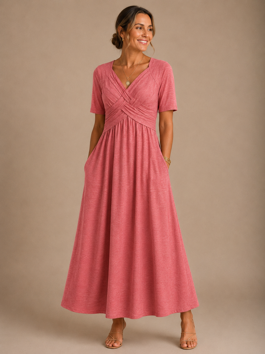 ANGELI™ | ELEGANT MIDIKJOLE — Rosa